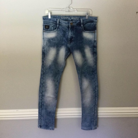 Johnny Jeans The Perfect Tailor Size 34 x 30  Skinny Bleached Men's Jeans - Picture 1 of 9